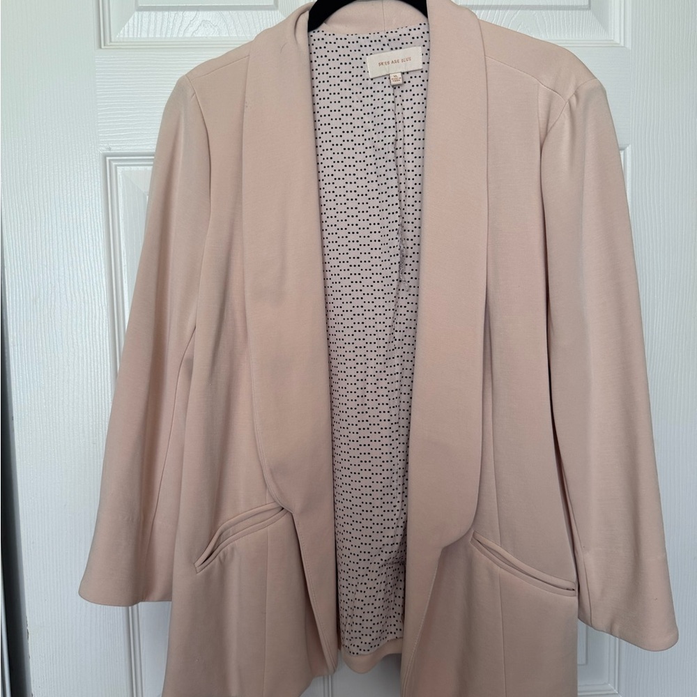 Skies Are Blue Pink Blazer with Relaxed Open-Front Design